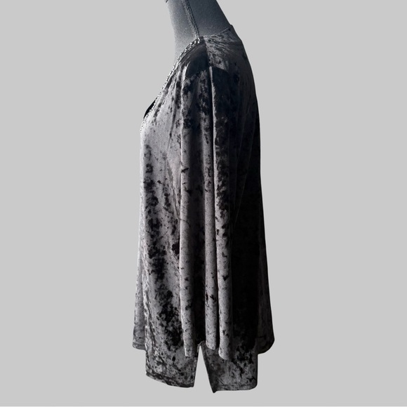 Michael Kors Black Velvet Rhinestones Blouse Tunics - Picture 2 of 13